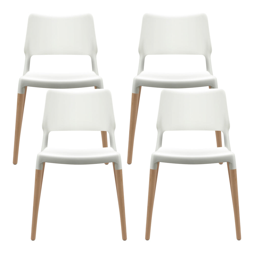 Artiss Dining Chairs Set of 4 Plastic Wooden Stackable White