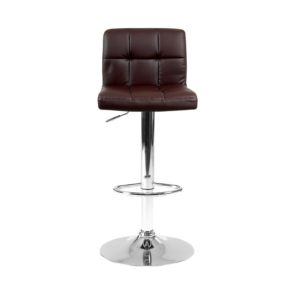 Artiss 2x Bar Stools Leather Gas Lift Brown