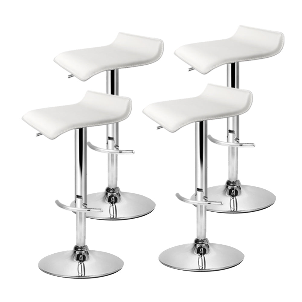 Artiss 4x Bar Stools Adjustable Gas Lift Chairs White