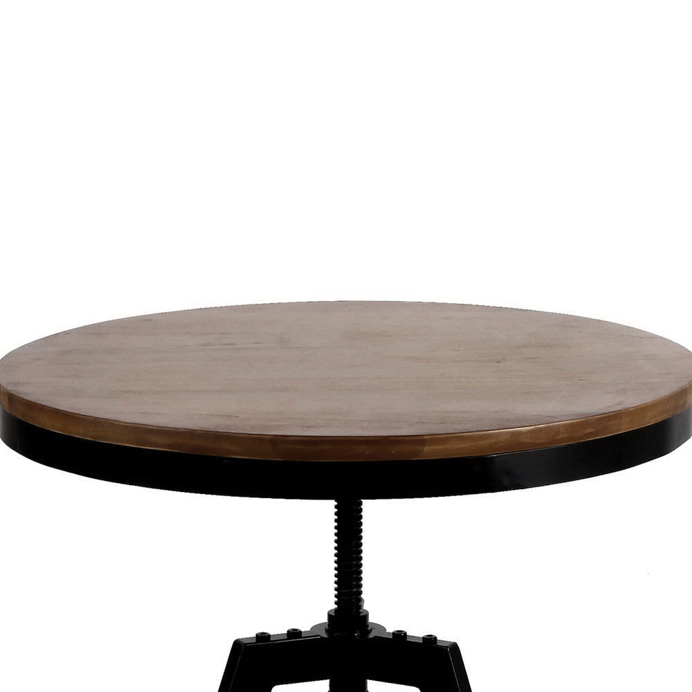 Adjustable Industrial Round Bar Table, Elm Wood, Artiss