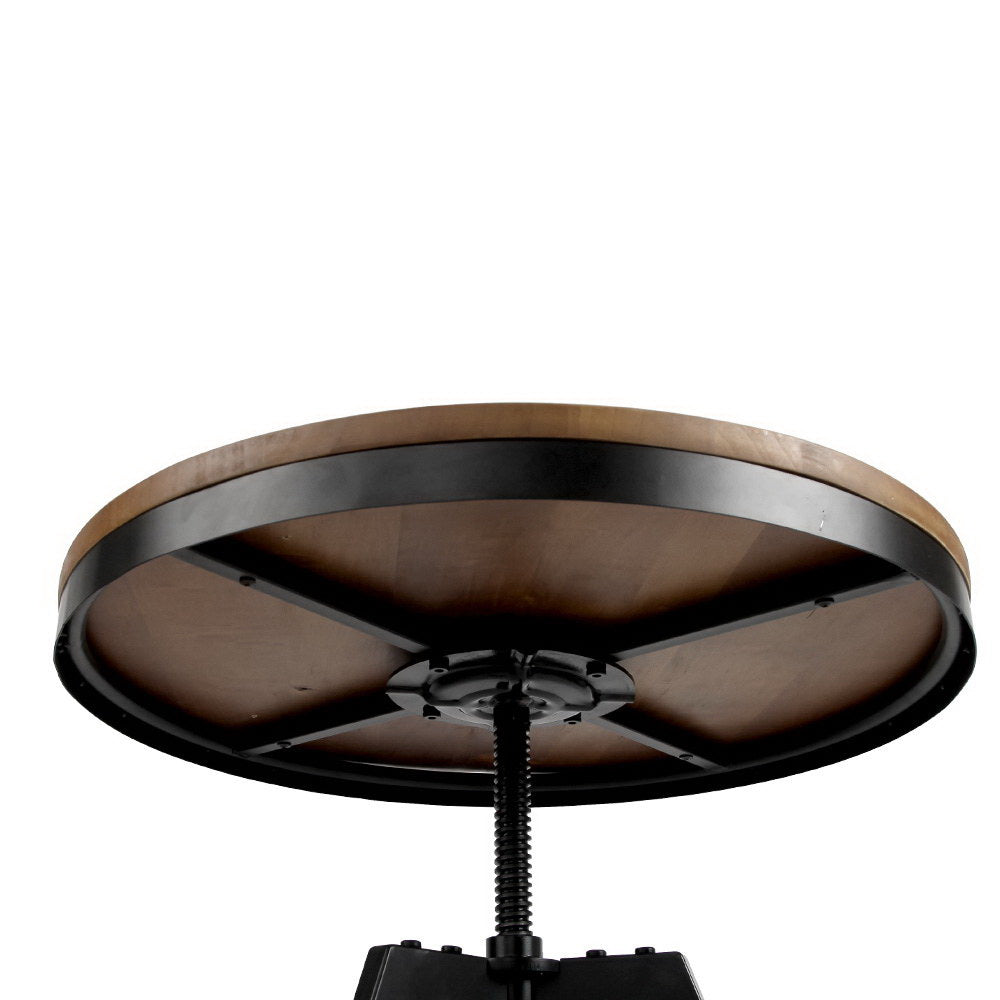 Adjustable Industrial Round Bar Table, Elm Wood, Artiss