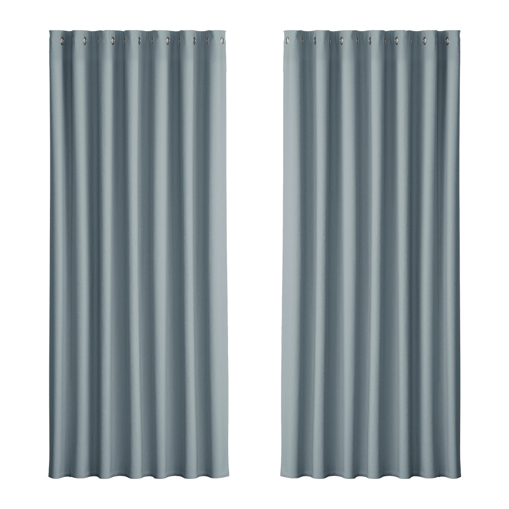 Artiss 2X Blockout Curtains Eyelet 240x230cm Grey