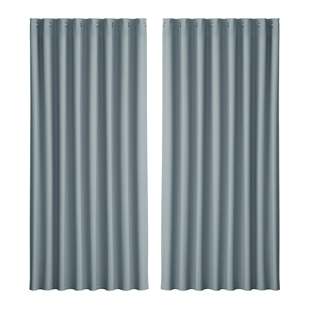 Artiss 2X Blockout Curtains Eyelet 300x230cm Grey