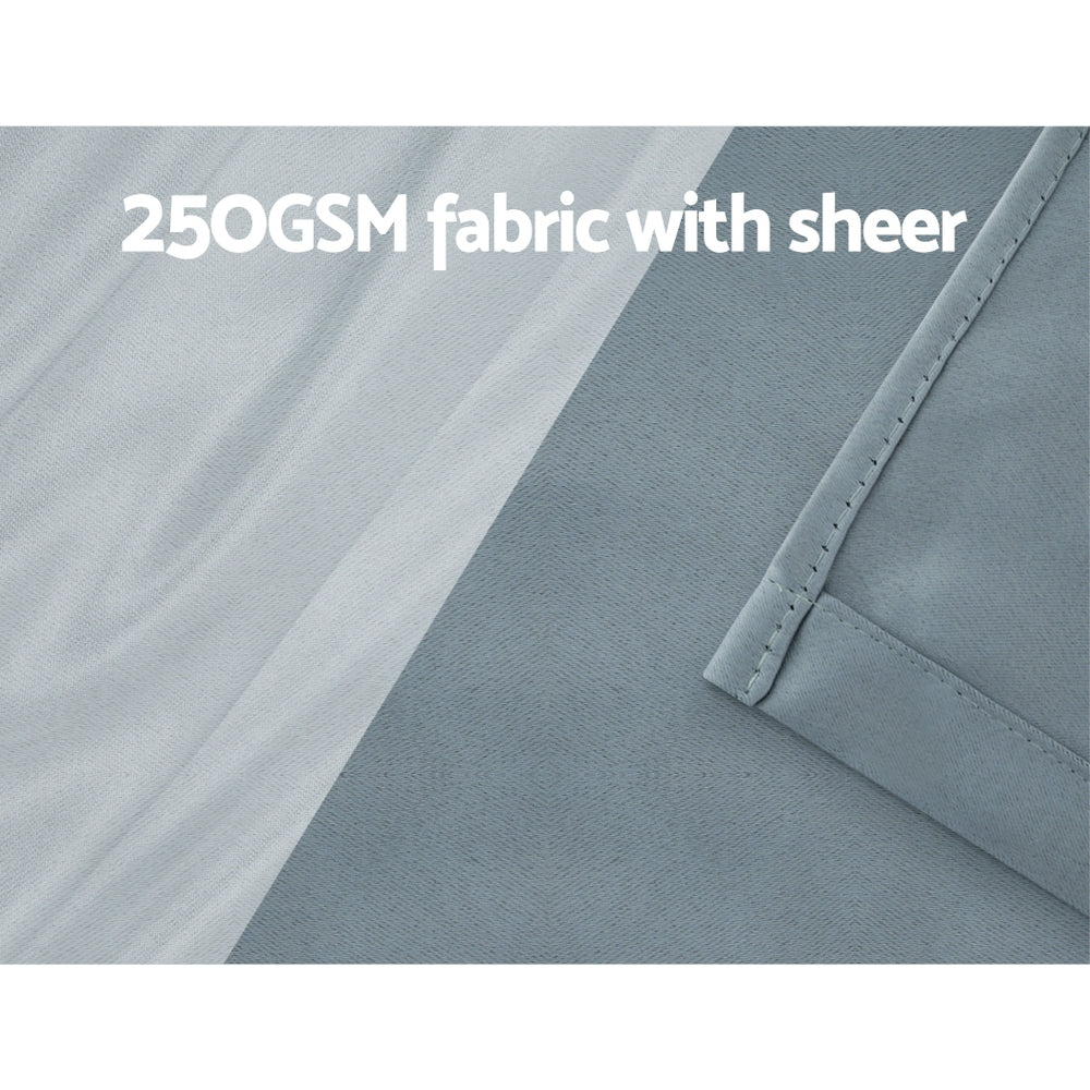 Artiss 2X 132x160cm Blockout Sheer Curtains Light Grey
