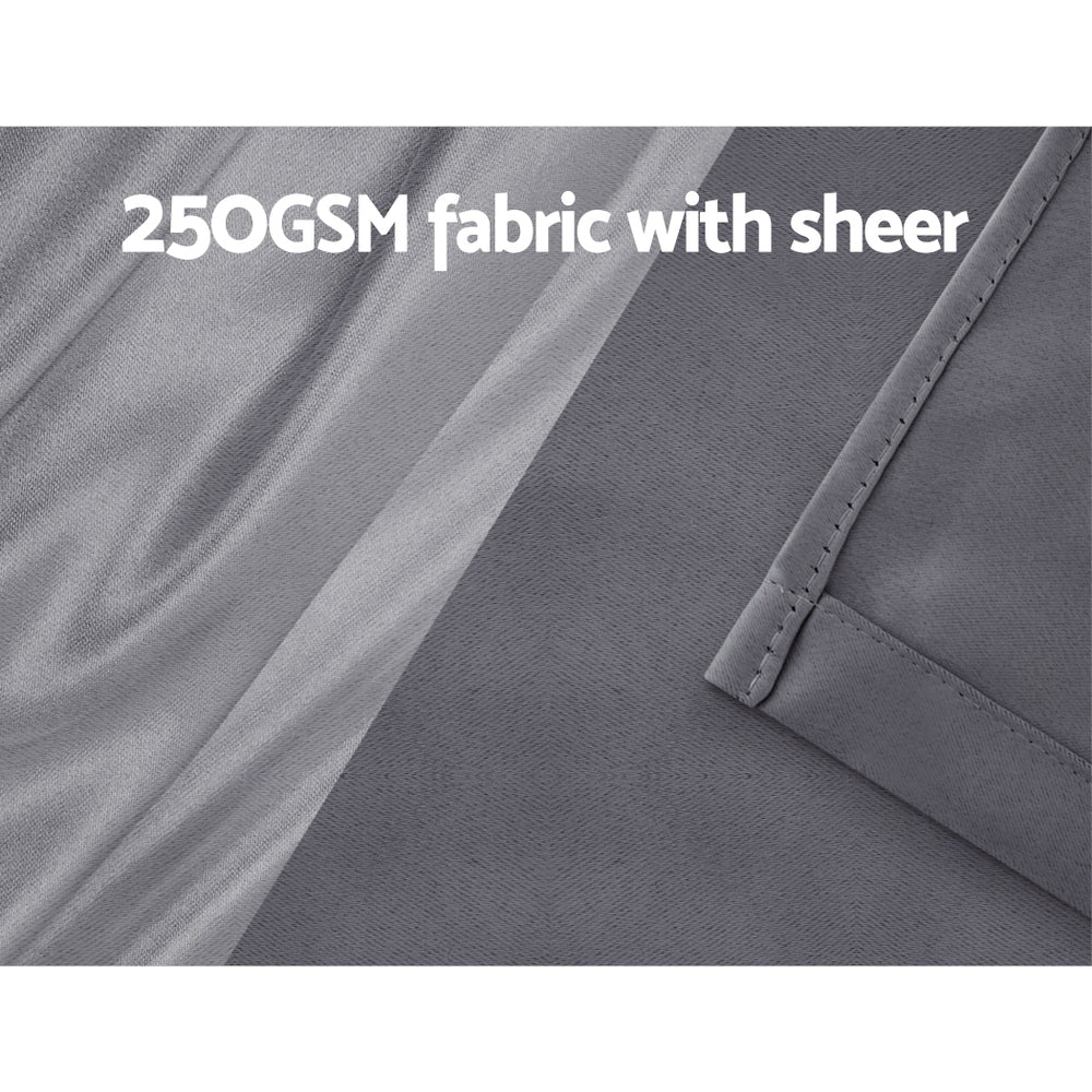 Artiss 2X 132x274cm Blockout Sheer Curtains Charcoal