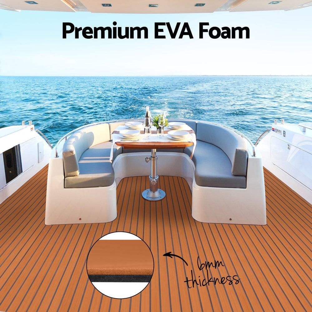 Seamanship EVA Foam Boat Flooring Mat Decking Sheet 240x90x0.6cm Dark Brown
