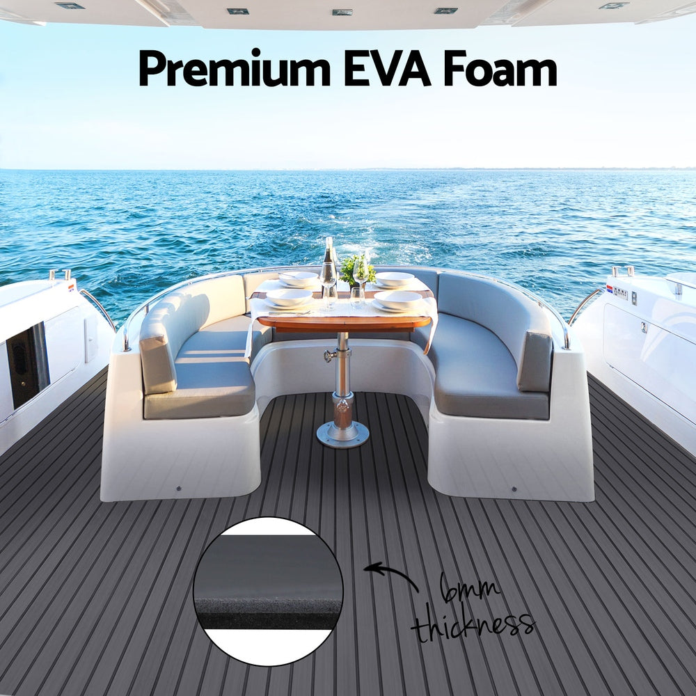 Seamanship EVA Foam Boat Flooring Mat Decking Sheet 240x90x0.6cm Dark Grey Decor