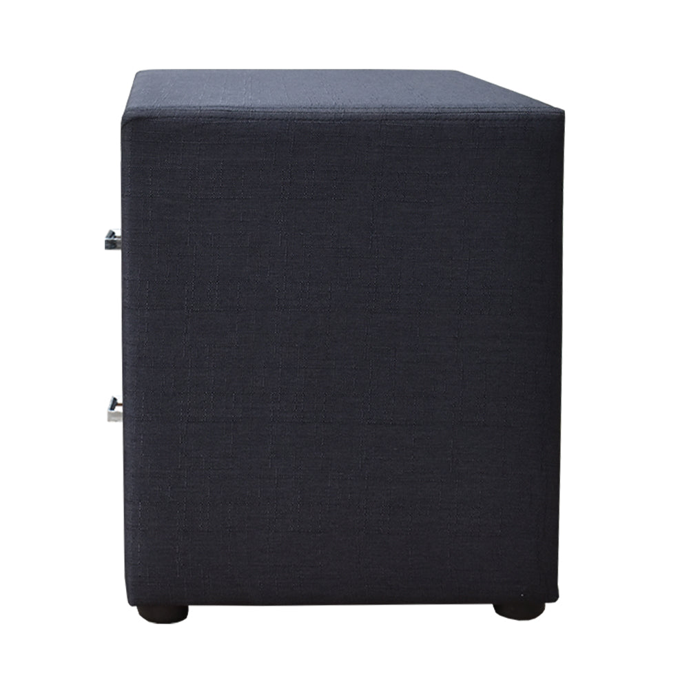 Artiss Bedside Table 2 Drawers Fabric - CADEN Charcoal