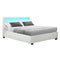 Artiss Bed Frame Double Size Gas Lift RGB LED White Cole