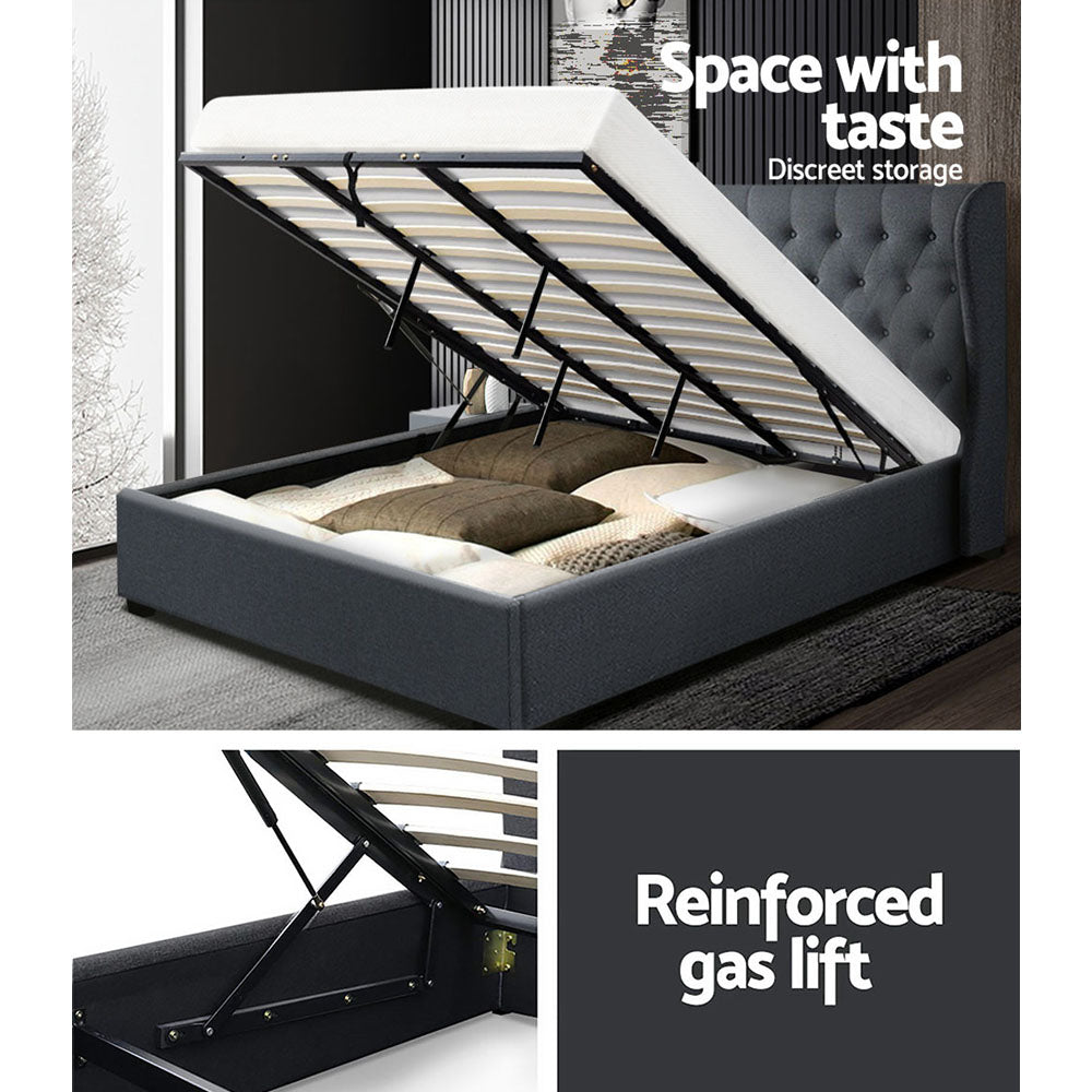 Artiss Bed Frame King Size Gas Lift Charcoal ISSA