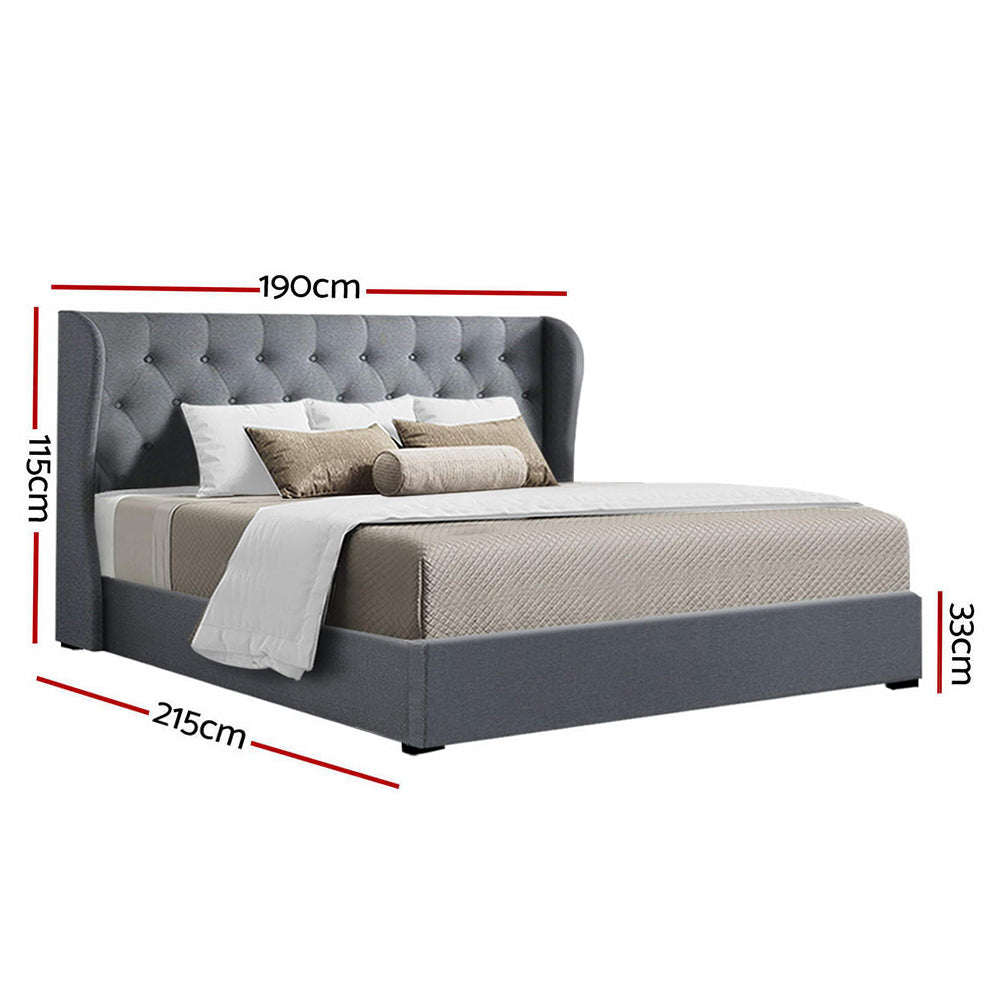 Artiss Bed Frame King Size Gas Lift Grey ISSA