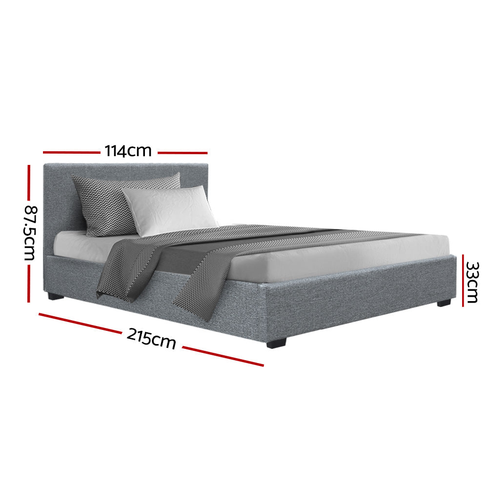 Artiss Bed Frame King Single Size Gas Lift Grey NINO