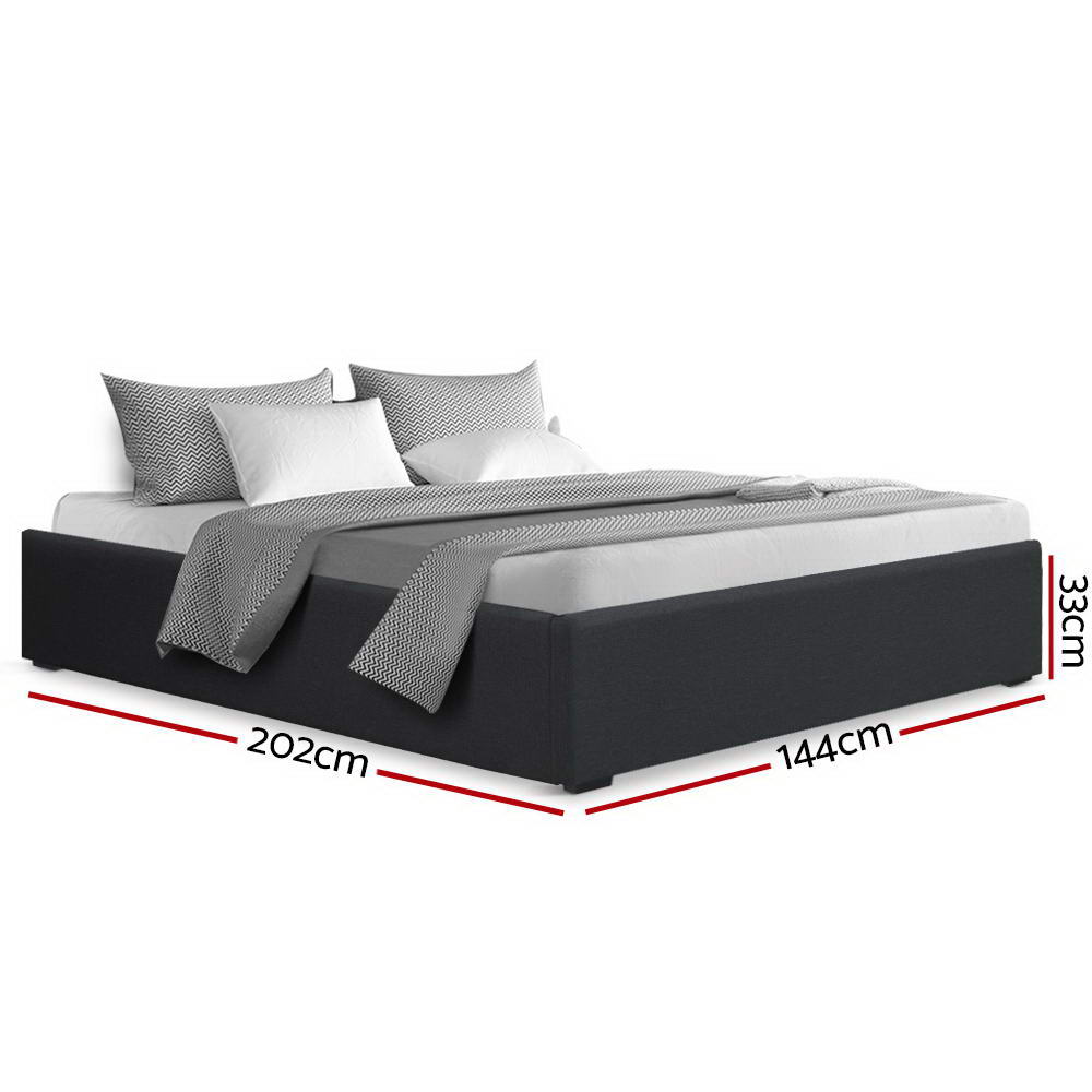 Charcoal Double Gas Lift Bed Frame with Storage - Artiss TOKI