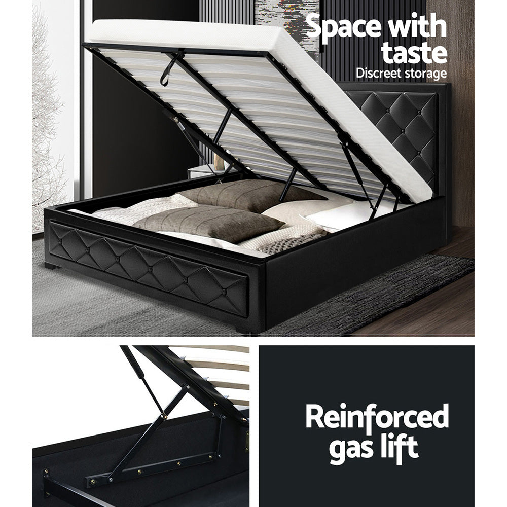 Artiss Bed Frame Double Size Gas Lift Black TIYO