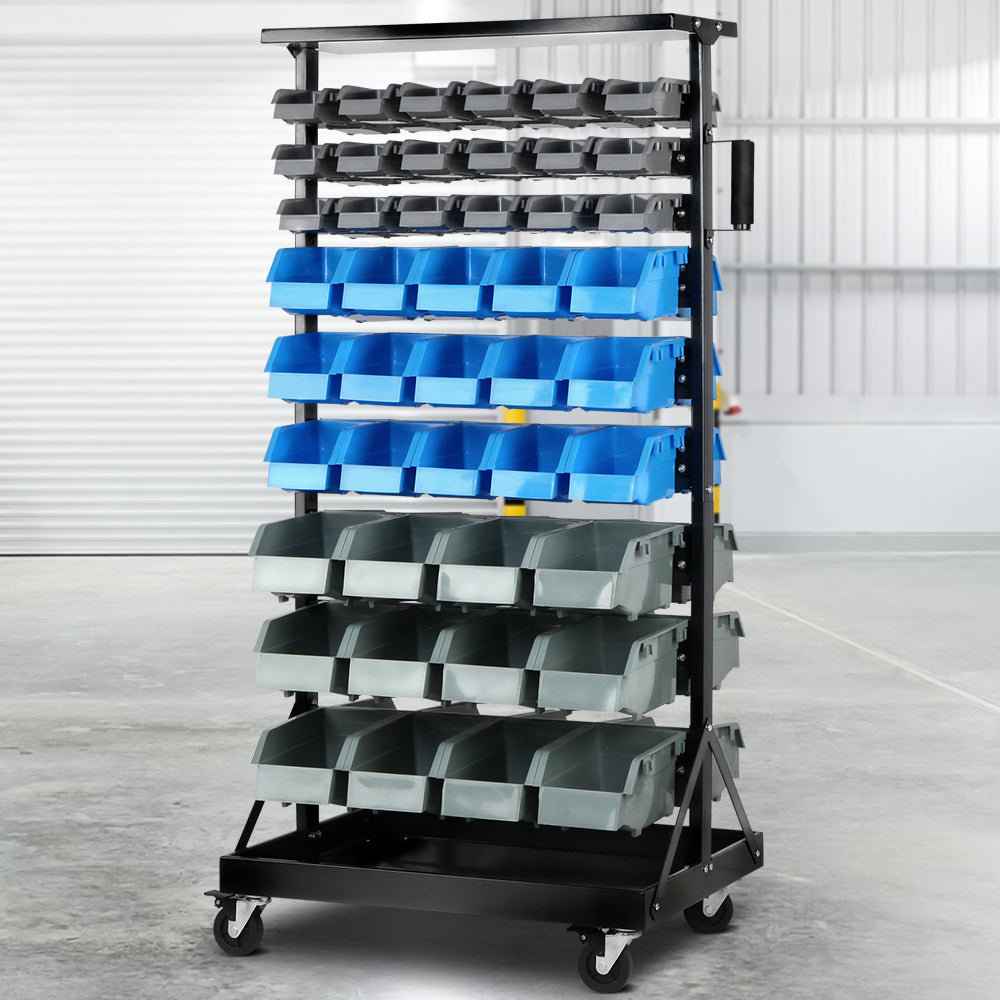 Giantz 90 Storage Bin Rack Stand Double-sided Wheels