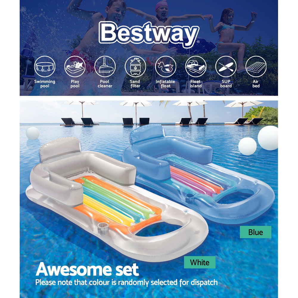 Bestway Pool Float Inflatable Lounge Seat Pillow Bed Cup Holder