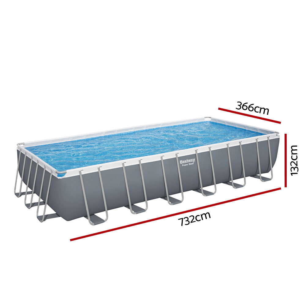 Bestway Swimming Pool 732x366x132cm Steel Frame Above Ground Pools Ladder 30045L