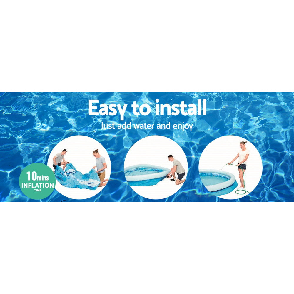Bestway Swimming Pool 305x66cm Above Ground Round Inflatable Pools w/ Filter Pump 3200L