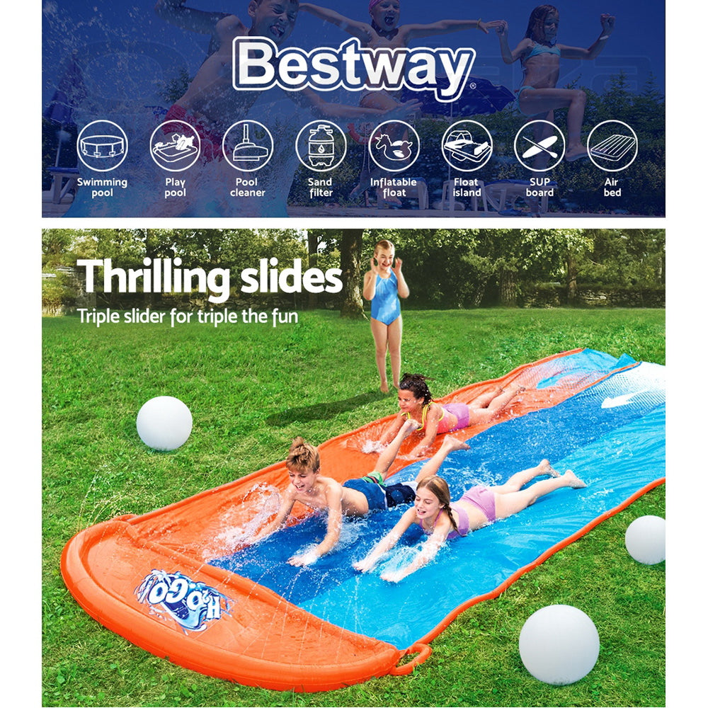 Triple Lane Kids Water Slide with Jets & Pool - Bestway