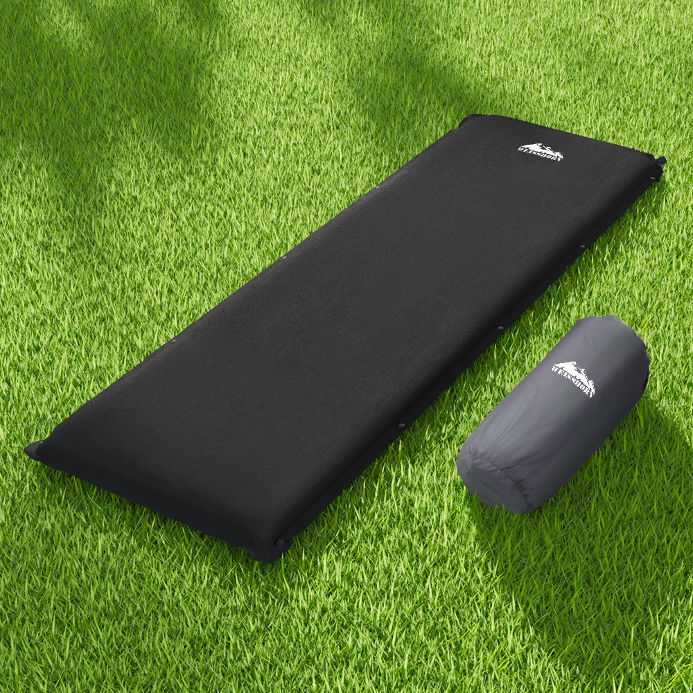 Weisshorn Self Inflating Mattress Camping Sleeping Mat Air Bed Pad Single Black