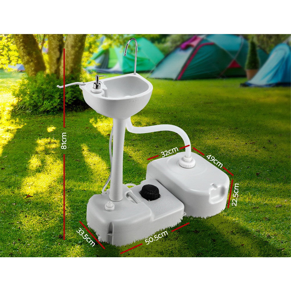 Portable Foot Pump Camping Hand Wash Sink Basin 43L Weisshorn