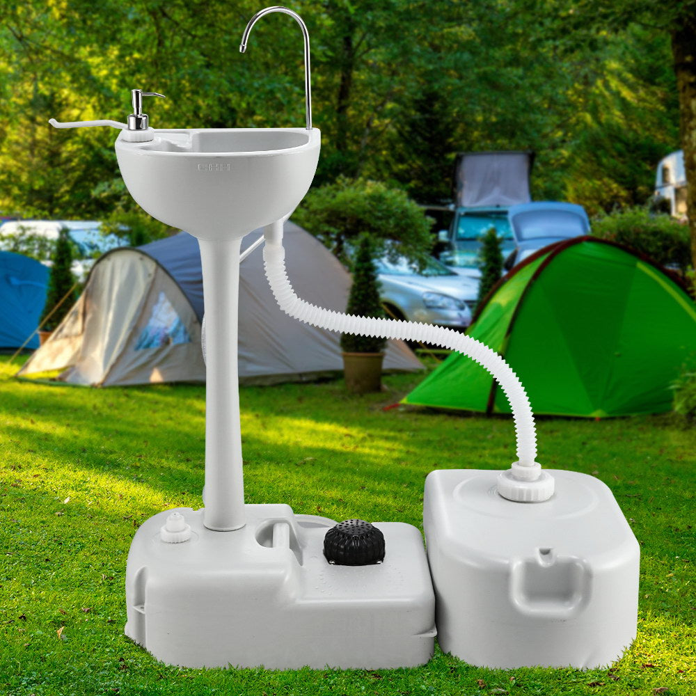 Portable Foot Pump Camping Hand Wash Sink Basin 43L Weisshorn