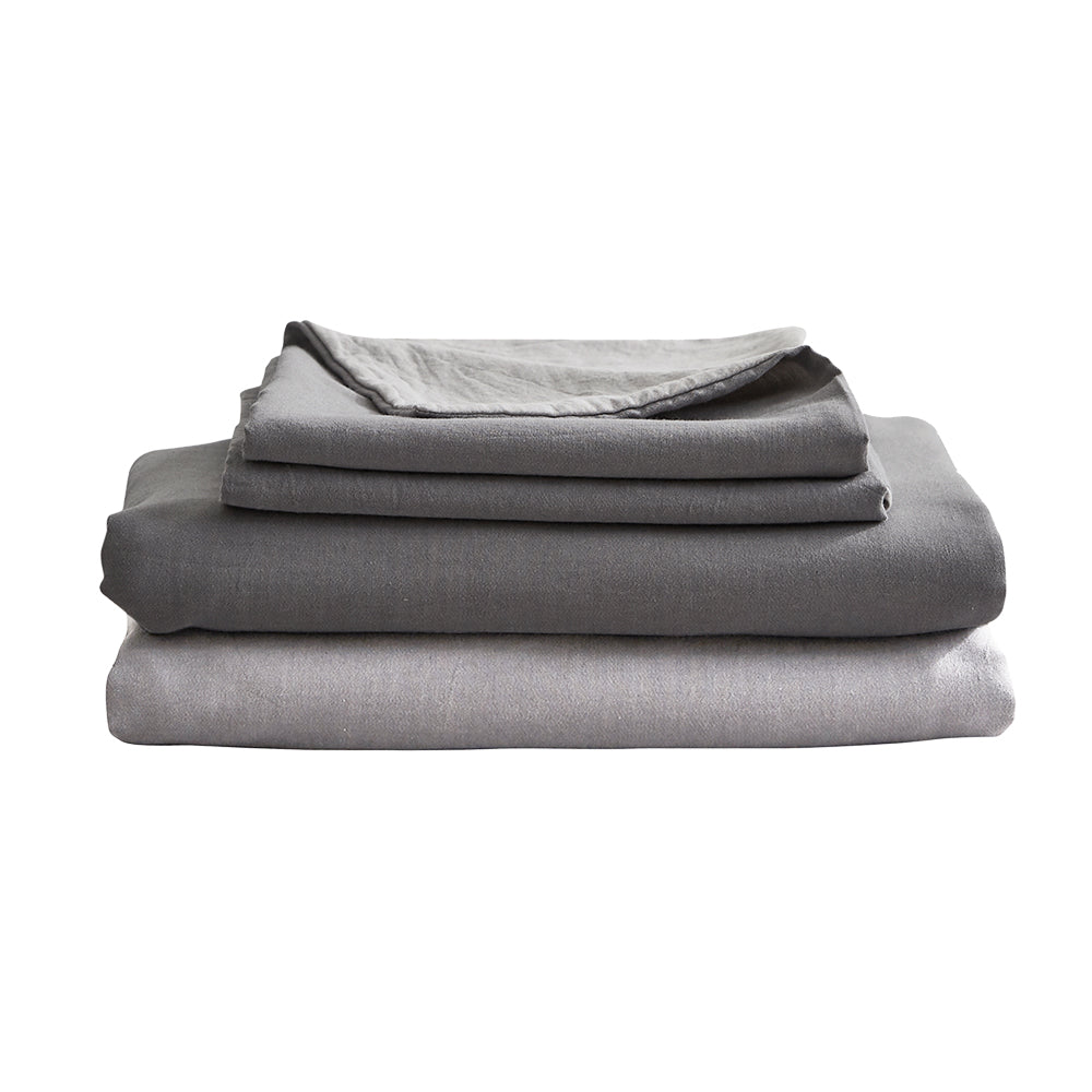 Cosy Club Washed Cotton Sheet Set Grey Double