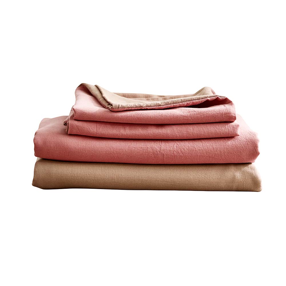 Cosy Club Cotton Bed Sheets Set Pink Brown Cover Double