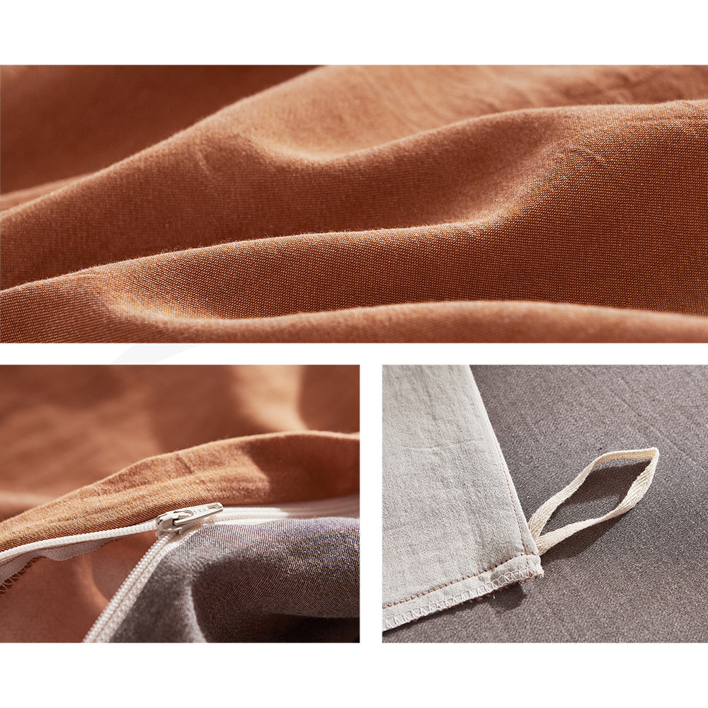 Cosy Club Cotton Bed Sheets Set Orange Brown Cover Single