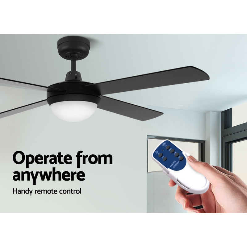 Devanti 52'' Ceiling Fan w/Light w/Remote Timer - Black