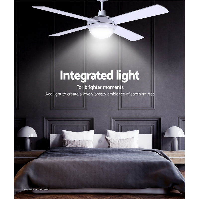 Devanti 52'' Ceiling Fan w/Light w/Remote Timer - White
