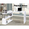 Artiss Rotary Corner Desk with Bookshelf - White