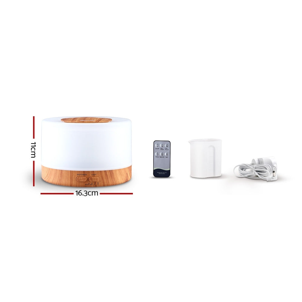 Ultrasonic 500ml Aroma Diffuser w/ Remote, LED Light - Devanti