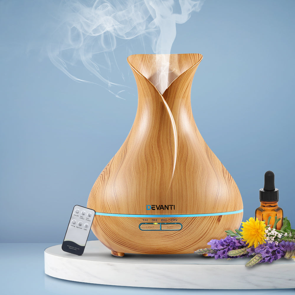 Devanti Aroma Diffuser Aromatherapy Light Wood 400ml