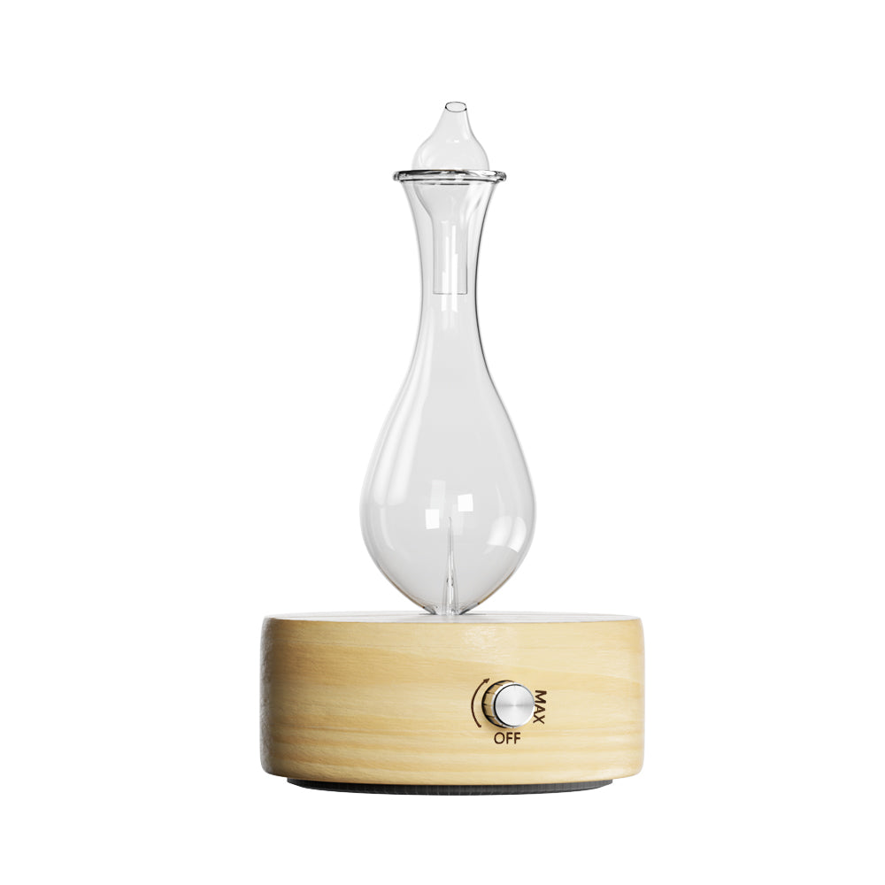 Waterless Aroma Diffuser, Glass & Wood, 7-Color Light - Devanti