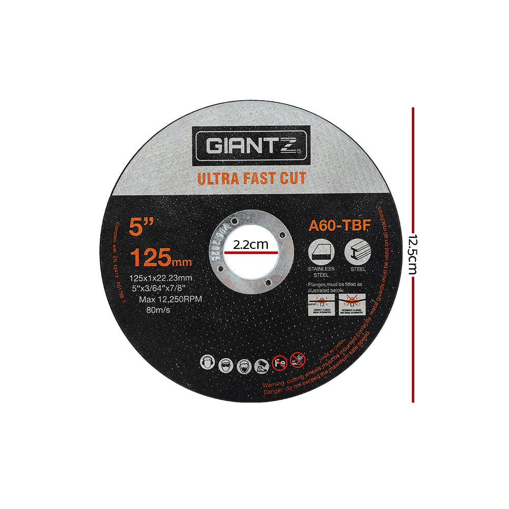Giantz 100-Piece Cutting Discs 5" 125mm,Giantz 100pcs 5" Cutting Discs 125mm Angle Grinder Thin Cut Off Wheel for Metal