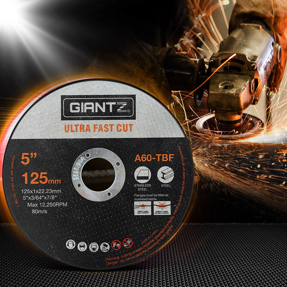 Giantz 50-Piece Cutting Discs 5" 125mm,Giantz 50pcs 5" Cutting Discs 125mm Angle Grinder Thin Cut Off Wheel for Metal