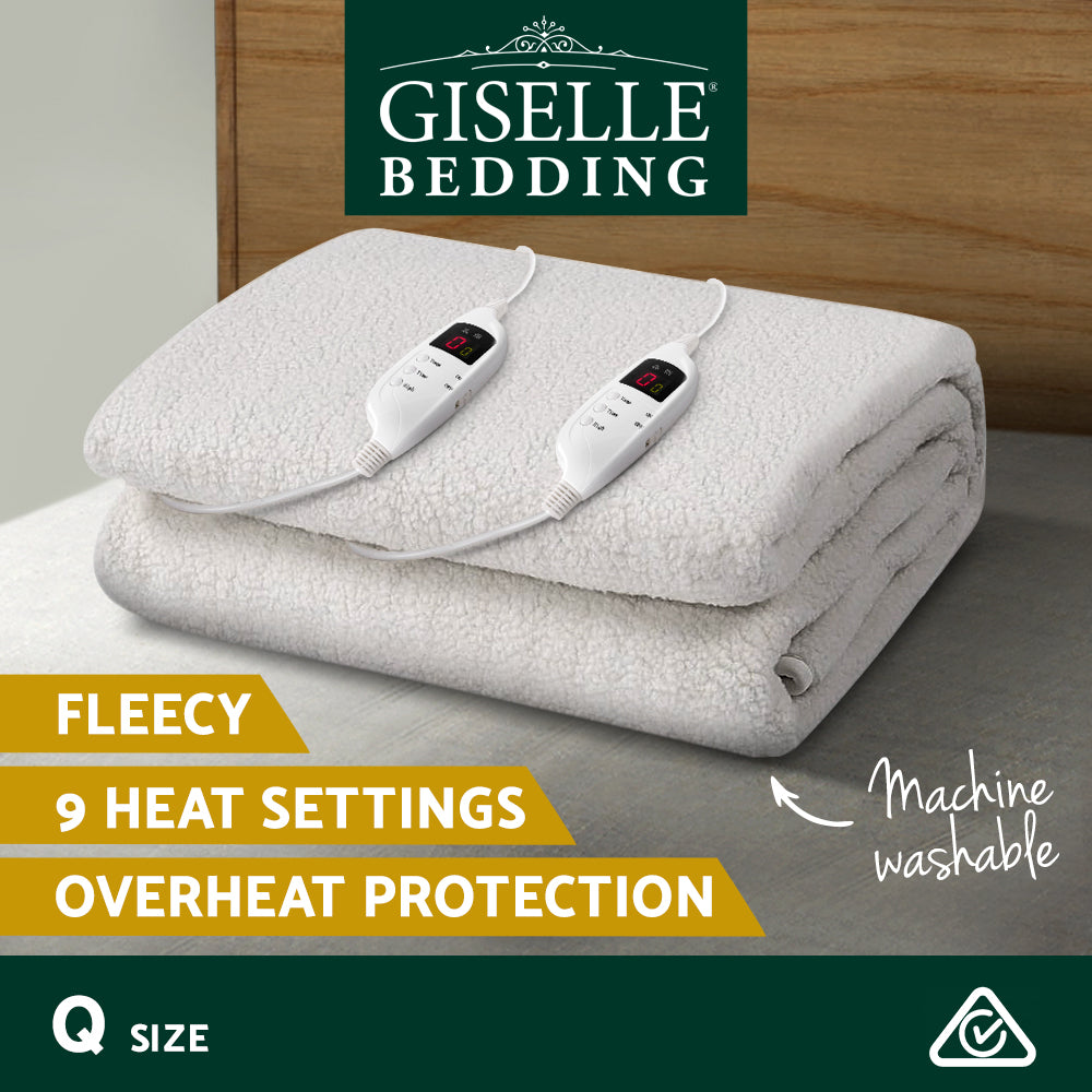 Giselle Bedding Queen Size Electric Blanket Fleece