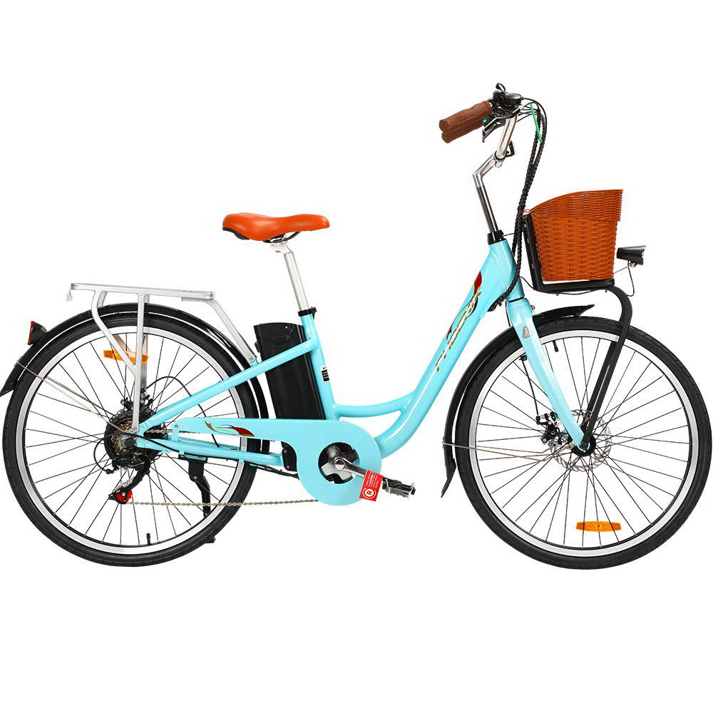 Phoenix 26 Inch Electric Bike Urban Bicycle eBike Removable Battery Blue