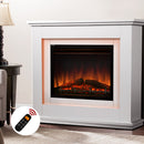 Devanti 2000W Electric Fireplace Mantle Portable Fire Log Wood Heater 3D Flame Effect White