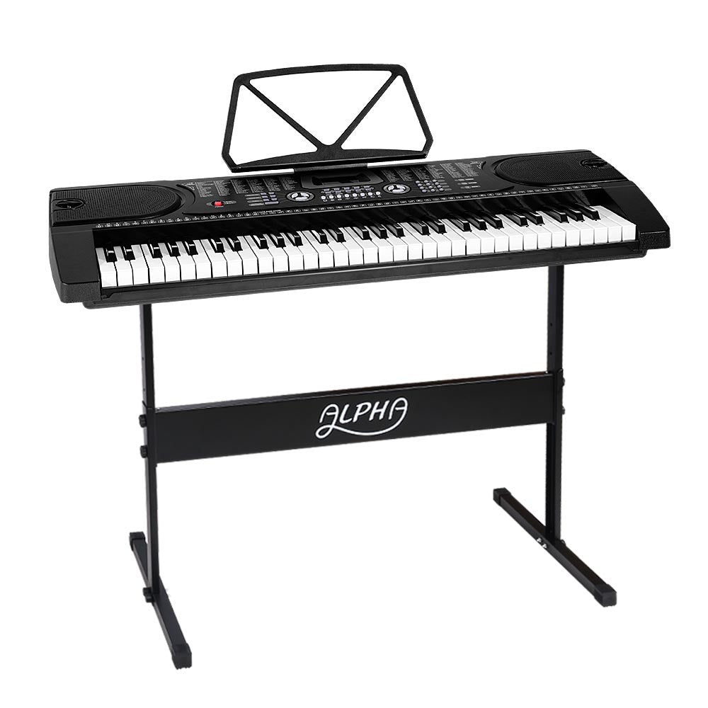 Alpha 61 Keys Electronic Piano Keyboard Digital Electric w/ Stand Beginner Black