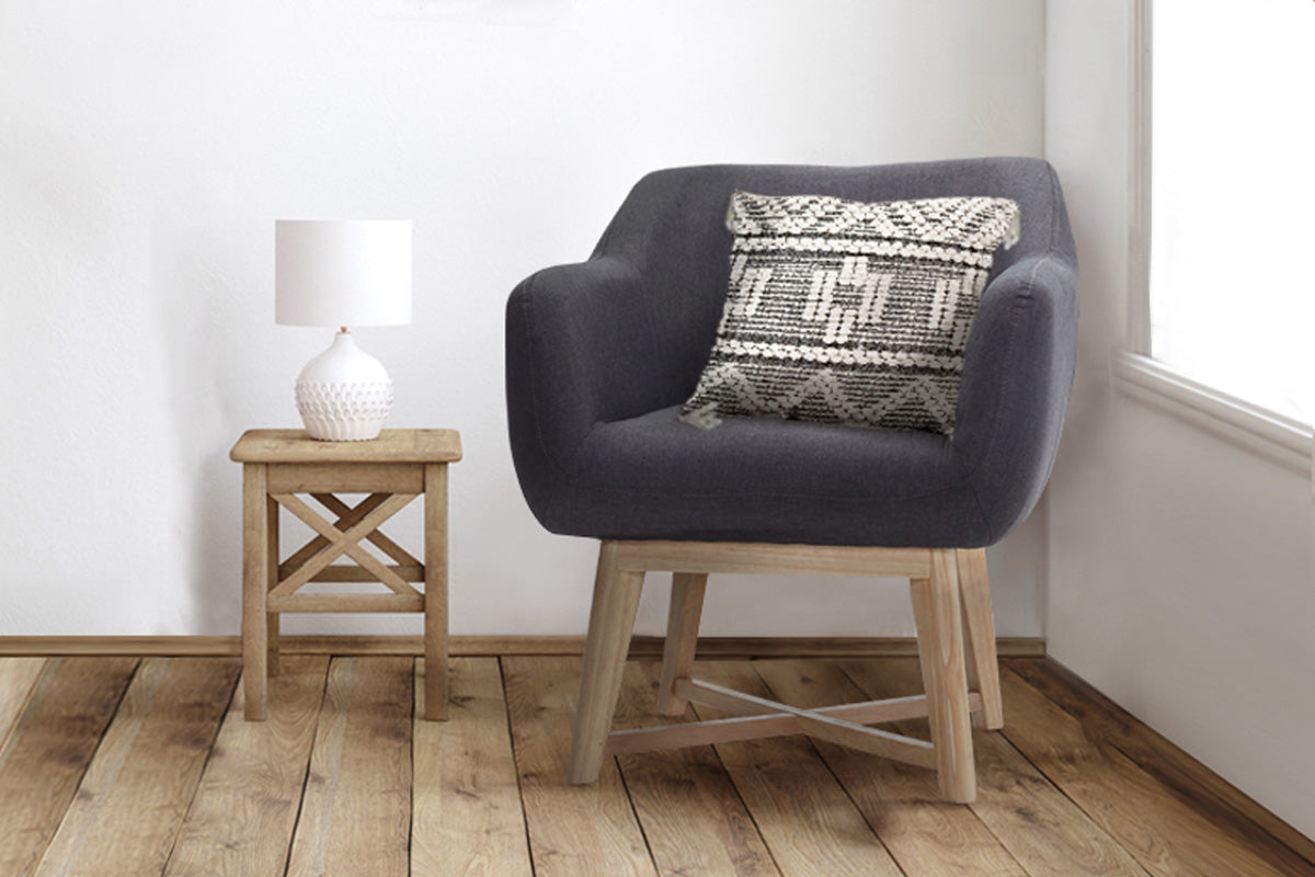 Charcoal Faux Linen Accent Armchair with Criss-Cross Base Artiss