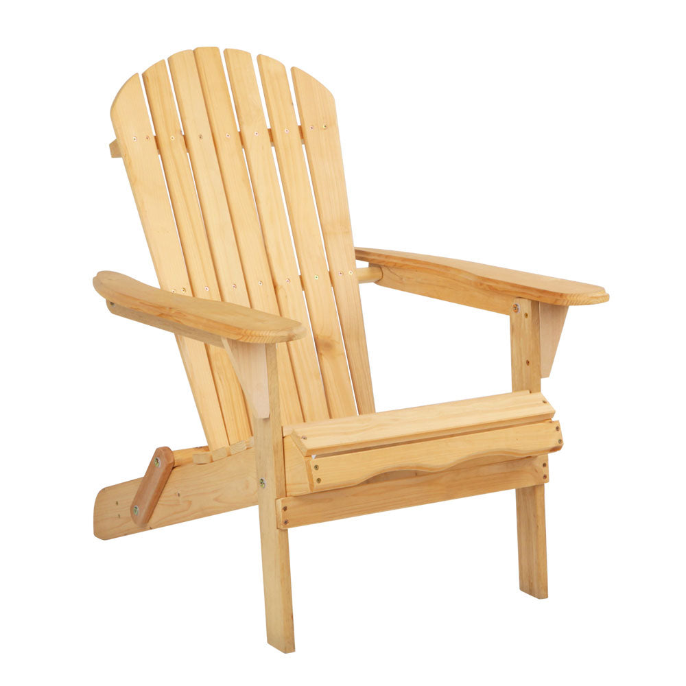 Gardeon Adirondack Outdoor Chairs Wooden Beach Chair Patio Furniture Garden Natural