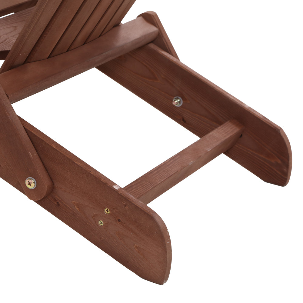 Gardeon Adirondack Outdoor Chairs Wooden Foldable Beach Chair Patio Furniture Brown