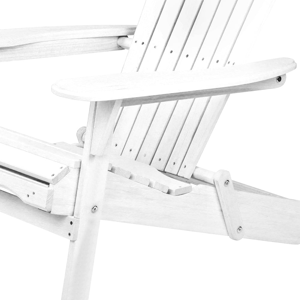 Gardeon Adirondack Outdoor Chairs Wooden Foldable Beach Chair Patio Furniture White