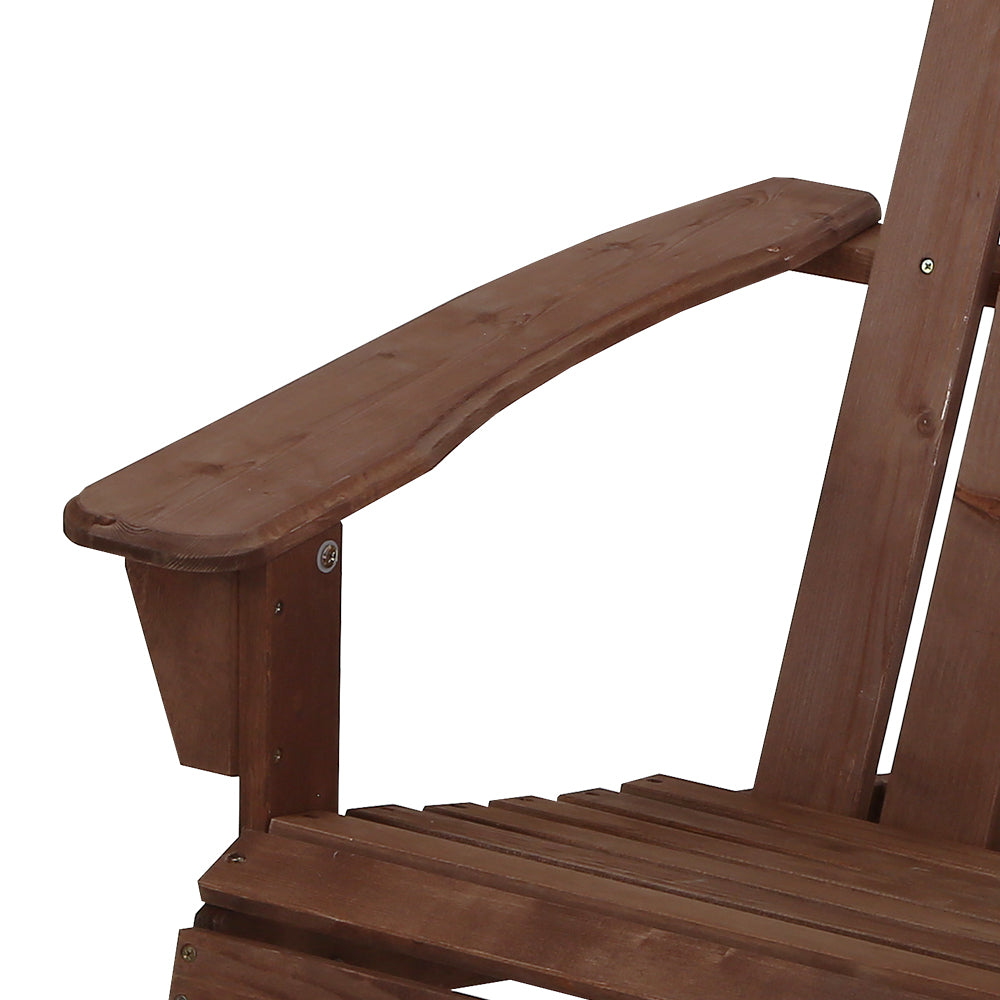 Gardeon Adirondack Outdoor Chairs Wooden Beach Chair Patio Furniture Garden Brown