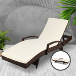 Adjustable UV-Resistant Wicker Sun Lounge with Cushion - Gardeon