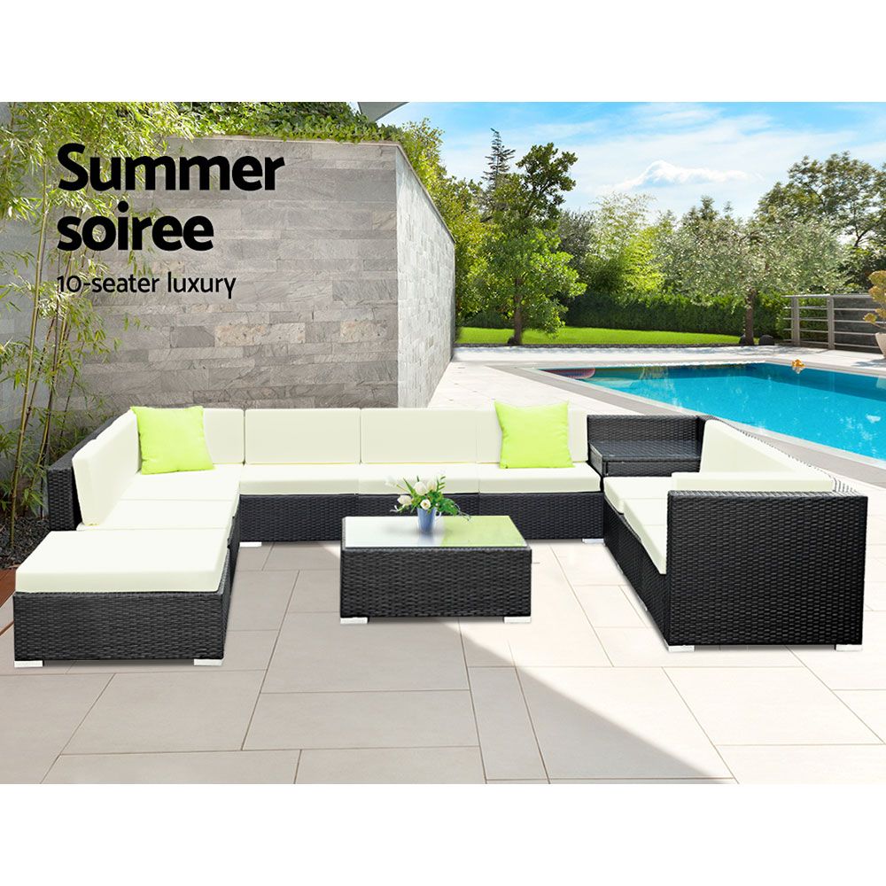 Gardeon 12PC Sofa Set with Storage Cover Outdoor Furniture Wicker