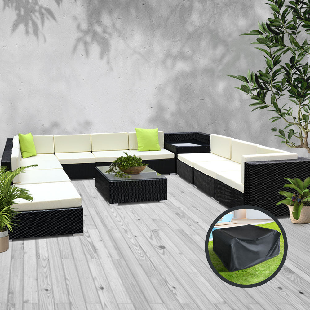 12PC UV-Resistant Wicker Outdoor Sofa Set | Gardeon