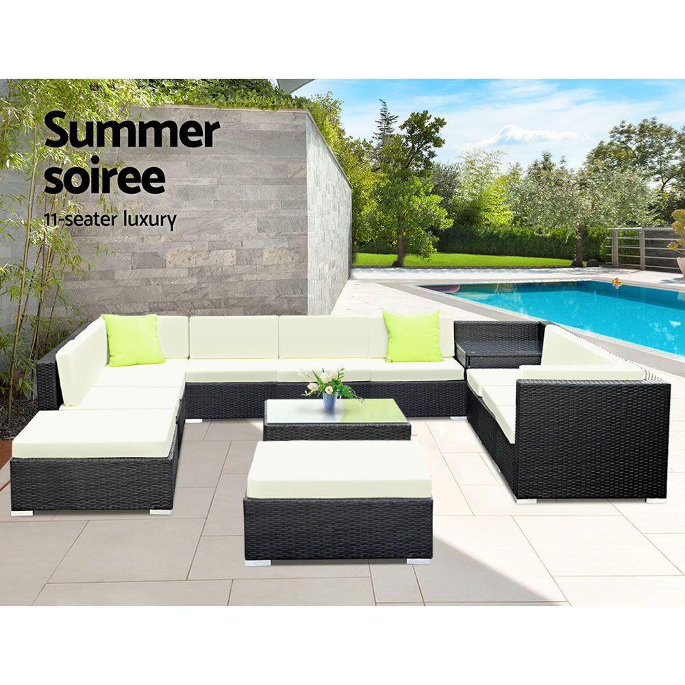 Gardeon 13-Piece Outdoor Sofa Set Wicker Couch Lounge Setting 11 Seater